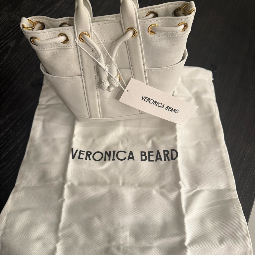 Veronica Beard White Drawstring Bucket Crossbody … - image 7